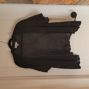 Knitted Black Short Sleeve Cardigan with Beqd Accents